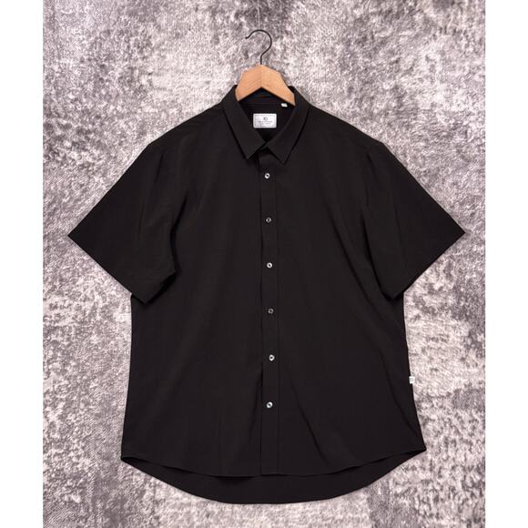 7 Diamonds Shirt XL Mens 4 Way Stretch Black Short Sleeve Casual Button - Picture 1 of 8